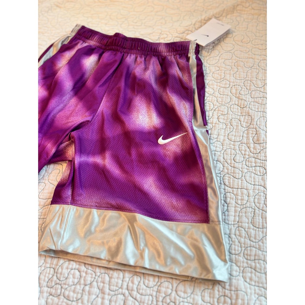 Nike Dri-Fit Kids Basketball Shorts Purple‎ Tie Dye Loose Fit Size Large - Picture 3 of 5